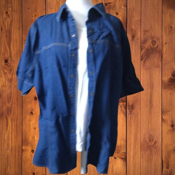 Cabin Creek Tops - CABIN CREEK WOMEN'S SIZE 20W SHORT SLEEVE JEAN SHIRT WITH LAYERED TANK TOP